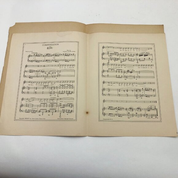 Compensation by Carrie Jacobs-Bond Antique Sheet Music 1914 Low Medium Voice - Picture 3 of 5